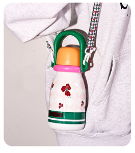 650ml Cute Cartoon <b>Kids</b> Vacuum Insulated Water Bottle With Big Carry Handle Crossbody Strap Straw Portable Children Drinking <b>Cup</b> - Product Image 5