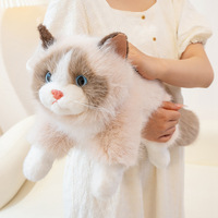 Sac à dos en peluche Ragdoll, jouet en peluche pour animaux de compagnie, nouveau, blanc, gris, noir, Ragdoll chat, sac en peluche, poupée en peluche, coussin de dessin animé