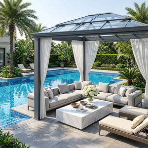 Pérgola Bioclimática de Aluminio de Alta Gama <span class=keywords><strong>con</strong></span> Pantalla Enrollable, Gazebo Impermeable <span class=keywords><strong>con</strong></span> Protección UV, Recubrimiento Ecológico en Polvo para Jardín - Product Image 1