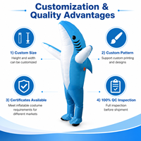 Costume gonflable amusant pour tout le corps, bleu, en forme de dauphin ou de requin, pour Halloween, très vendu