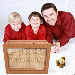 Tirelire pour adultes et enfants Tirelire en bois avec comptoir pour épargne axée sur les objectifs Organisation de stockage à domicile pour garçons filles - Product Image 3