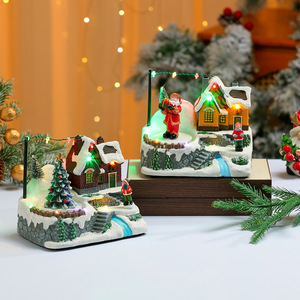 Decoraciones navideñas, adornos musicales luminosos, regalos de Navidad, figuras giratorias de Papá Noel de estilo europeo - Product Image 1