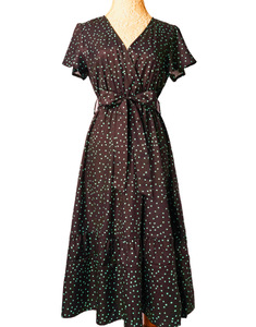 <span class=keywords><strong>Abito</strong></span> aderente <span class=keywords><strong>con</strong></span> cintura a V da donna S-XXL <span class=keywords><strong>con</strong></span> orlo a balza a pois per feste di moda formale - Product Image 3