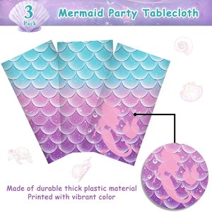3Pcs <span class=keywords><strong>Nappe</strong></span> de Sirène Décorations de Table Jetable en Plastique pour Filles Princesse <span class=keywords><strong>Sous</strong></span> la Mer Baby Shower Party Favors - Product Image 5