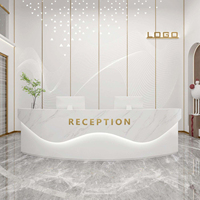 GUANKAI - Bureau de réception moderne en acier inoxydable incurvé et ovale, peint, pour salon de beauté, clinique, comptoir de bar (Origine Jiangxi)