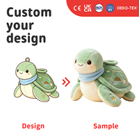 Peluche personnalisée tortue de mer avec écharpe bleue, coquille verte brodée, jouet en peluche doux, animal marin pour souvenirs d'aquarium
