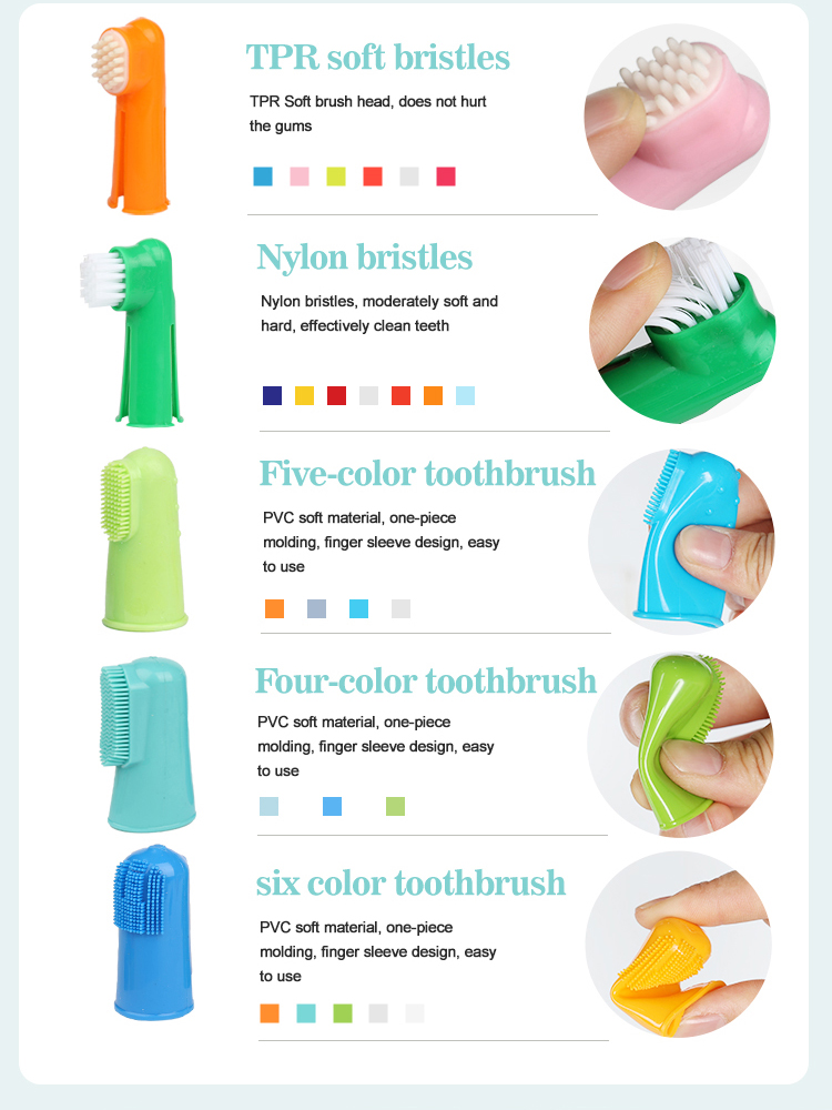 Factory Wholesale Multicolor Pet Finger Brush Cat Dog Finger Toothbrush