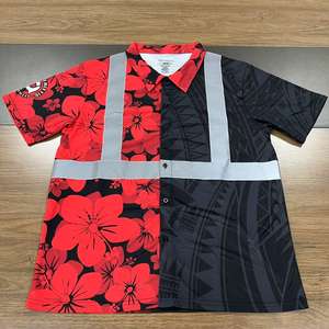 FQ カスタム ハワイ ポロシャツ 袖付き ウォームアップ アロハ HI ビズシャツ 高視認性シャツ 反射安全服 作業服 - Product Image 4