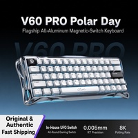 Keyboard Gaming Berkabel V60 Pro Edisi Khusus Cyber Frost Hitam Tata Letak 60% dengan Switch Hall-Effect Magnetik UFO