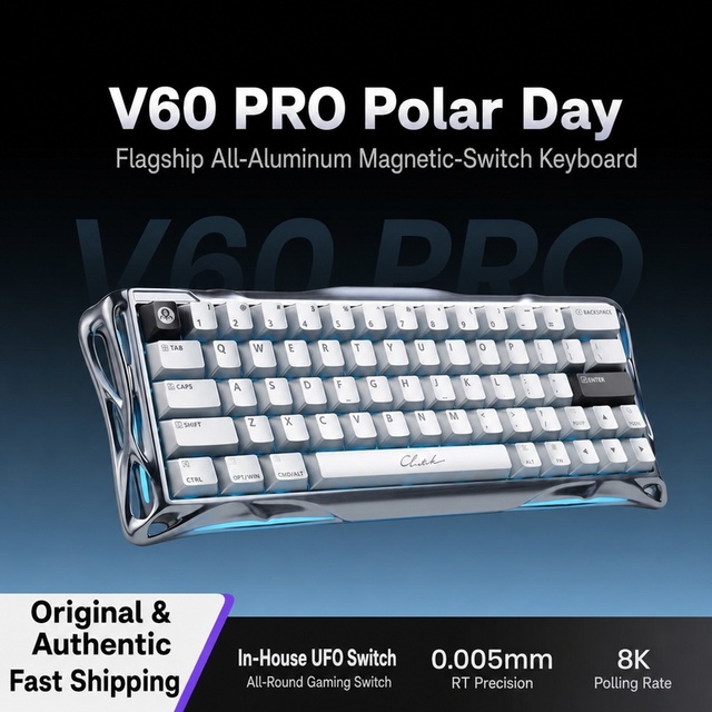 V60 Pro Special Edition Cyber Frost Black Wired Gaming Keyboard 60% Layout UFO Magnetic Hall-Effect Switches