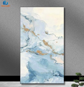 Losa de Porcelana Ligera de 1200x2400mm y 5.5mm, Acabado Mate Blanco Niebla, Degradado Azul Rosa, Aspecto de Mármol con Vetas Doradas para Decoración de Paredes - Product Image 1