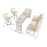 Mobilier de Luxe pour Salon de Manucure : Table Double et Chaises, Vente en Gros Usine, Professionnel, Salon de Beauté en Bois Style Mid-Century Moderne
