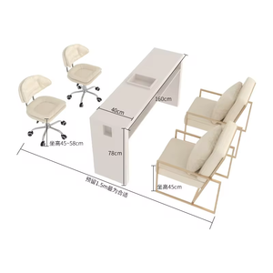 Perlengkapan Salon Kuku Mewah Meja Manikur Ganda dan Kursi Grosir Pabrik Profesional Kayu Salon Kecantikan Modern Abad Pertengahan - Product Image 6