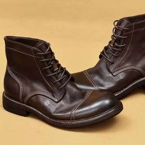 Mocassins pour hommes en cuir brun de haute qualité, fabriqués au Royaume-Uni, style rétro, cousus Goodyear, faits à la main, imperméables - Product Image 1