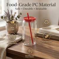 Gobelet personnalisé en plastique PS 16oz réutilisable vierge pour sublimation avec paille, compatible lave-vaisselle, écologique, pour promotion et bureau
