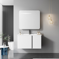 Lavabo contemporain Vanités de salle de bain Vanité de salle de bain flottante Armoire de salle de bain murale en acier inoxydable avec lavabo