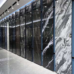 กระเบื้องพอร์ซเลนหรูหรา กระเบื้องปูพื้นเซรามิก 600x1200 ป้องกันการลื่น สำหรับตกแต่งภายใน KTV โรงแรม คลับเฮาส์ สีดำ แผ่นใหญ่ Porcelanato - Product Image 1