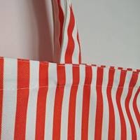 Sac fourre-tout en coton épais personnalisé rayé imprimé logo rouge blanc sac fourre-tout pliant fermeture éclair sac fourre-tout en toile avec de longues poignées Web