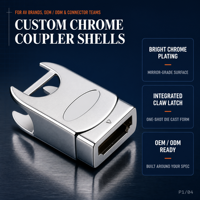 Boîtier de connecteur en alliage de zinc moulé sous pression, coupleur avec loquet intégré, placage chrome, modèle SAL02, 25-34mm, OEM ODM personnalisé