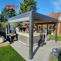 Pergola de jardin illuminée, imperméable, avec structure en aluminium, pour dîner sous le ciel nocturne, charmante et magique