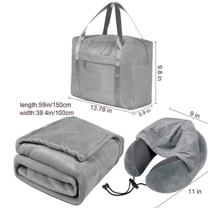 Almohada de Viaje <span class=keywords><strong>Cervical</strong></span> Personalizada al por Mayor, Juego de Almohada y <span class=keywords><strong>Manta</strong></span> de Viaje con Bolsa Portátil, Ligera, para las Cuatro Estaciones - Product Image 2