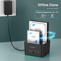 Dual Bay Hdd Ssd 2.5 3.5 inci USB 3.0 Hub, pembaca kartu SD TF, Hard drive clone Docking Station Hard Drive duplikator
