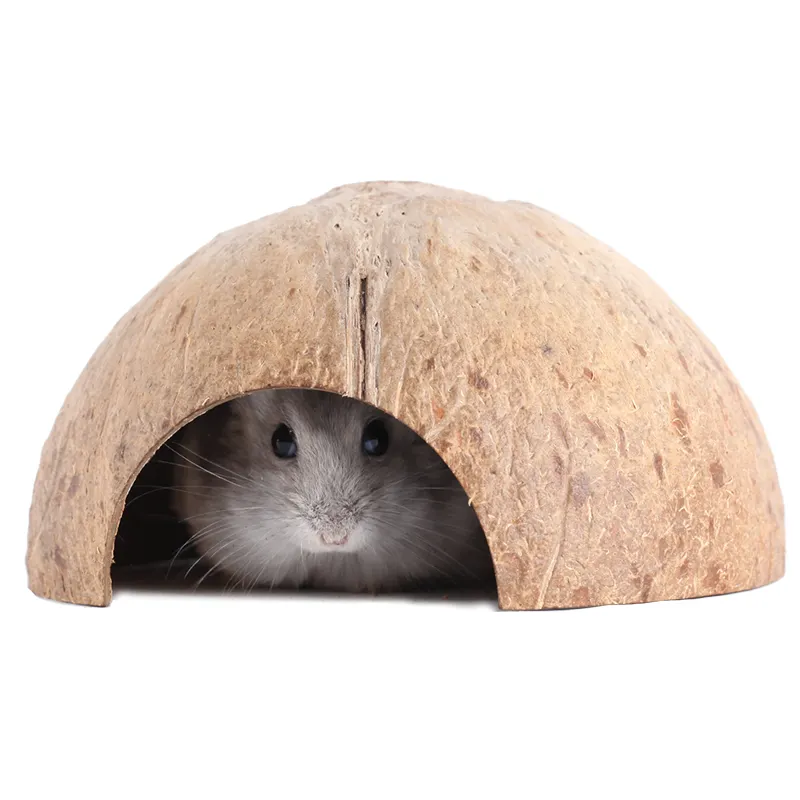 BUCATSTATE Easy-to-Care Coconut Shell Habitat Hamster Habitat Cage Accessories for Small Animals