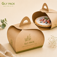 Boîte à gâteau en papier kraft imprimée sur mesure avec poignée, emballage alimentaire de qualité pour pâtisserie, dessert, tarte, à emporter pour les cafés
