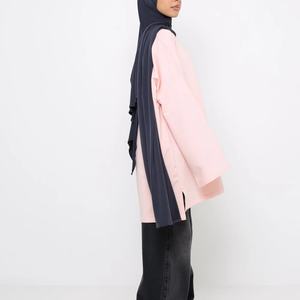 ชุดกีฬาแบบสุภาพสำหรับผู้หญิงมุสลิม ชุดออกกำลังกายมุสลิม เสื้อผ้าฝ้ายสีชมพูอ่อนทรงหลวม - Product Image 2