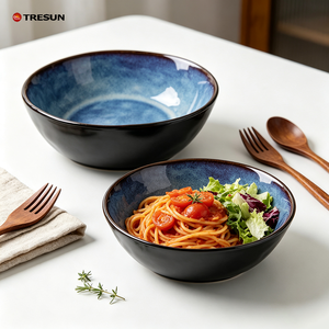 ชามเซรามิกเคลือบสีฟ้า TRESUN สไตล์เรียบง่าย ชามเสิร์ฟอาหารหลายขนาด สำหรับใช้ในครัว ร้านอาหาร และบนโต๊ะอาหาร - Product Image 6