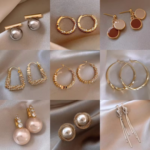 Stud Earrings Wholesale Bulk Variety Style Silver <strong>Pin</strong> Flower Geometric <strong>Pear</strong> Niche Multiple Collections Drop Earrings - Product Image 5