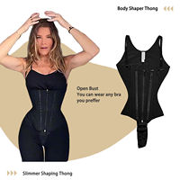 Bodysuit Terbuka dengan Ritsleting dan Pengait, Pakaian Kompresi Pembentuk Tubuh Wanita, Pengontrol Perut Fajase Colombianas Tahap 2/3, Pembentuk Tubuh Thong