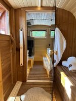 Sauna mobile toutes saisons avec remorque, en cèdre rouge, pour extérieur