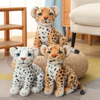 Boneka Leopard Salju Simulasi Ukuran 23cm 28cm 32cm, Boneka Leopard Salju Lembut Duduk, Hewan Safari, Boneka Hewan Custom