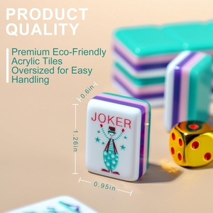 Juego de Fichas de Mahjong Americano, con Fichas Acrílicas Coloridas y un Estuche de Viaje de Cuero con Motivos de Parques Temáticos y Circo. - Product Image 3