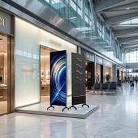 Affiche publicitaire LED portable P2.5 1mx2m pour location en intérieur, affichage mobile à installation rapide avec roues pour salon professionnel