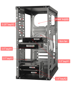 En vrac atx pc avec ventilo d'alim plexiglas horizontal refroidi cpu armoire Boîtier D'ordinateur châssis pc - Product Image 6