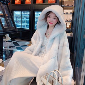 Nuova moda invernale soffice <span class=keywords><strong>cappotto</strong></span> di lusso in vera pelliccia di <span class=keywords><strong>visone</strong></span> cappotti <span class=keywords><strong>con</strong></span> <span class=keywords><strong>cappuccio</strong></span> per donna - Product Image 3