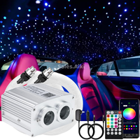 Kit Lampu Serat Optik Mobil Starlight Headliner Twinkle RGBW Dual Port Pengubah Warna Kontrol APP 20W untuk Lampu Serat Optik Mobil