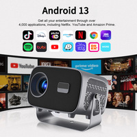 Mini projecteur LED LCD intelligent portable Android 13 avec WiFi6 BT5.0 390ANSI 4K Ready pour le cinéma maison et les entreprises