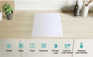 White Ceramic Glass 3-Zone Induction Cooktop Sensor Touch Control Kitchen Built-<b>in</b> for Household Use Metal Housing - Product Image 2