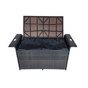 Banc <span class=keywords><strong>de</strong></span> <span class=keywords><strong>rangement</strong></span> extérieur en rotin PE bicolore, grande capacité 255L, boîte <span class=keywords><strong>de</strong></span> <span class=keywords><strong>rangement</strong></span> pour patio et jardin avec structure en acier galvanisé - Product Image 3