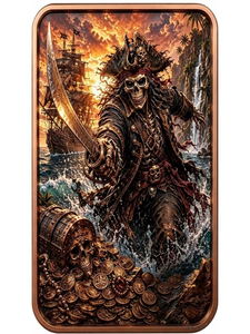 Moneda Rectangular de Cobre Puro de 1oz OEM con Escena del Capitán Pirata Kraken, Etiqueta con Impresión UV y Tarjeta de Fábrica - Product Image 2