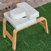 Tabouret de yoga en bois pour postures inversées, avec coussin ergonomique en PU, chaise d'inversion pour entraînement à domicile