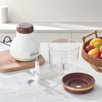 Hachoir à légumes portable 700 ml en acier inoxydable semi-automatique, écologique, robot culinaire multifonctionnel, mini-mixeur solide