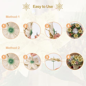 Flores Artificiales con Brillantina para Árbol de Navidad, Decoraciones Navideñas para el Hogar - Product Image 3