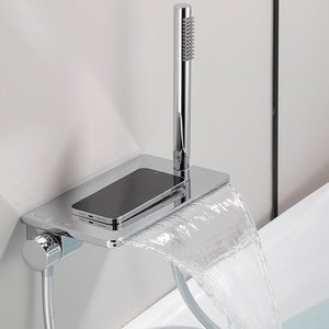 Modern Simple Copper Electroplated Exposed Wall-mounted Mixer Single for Bathtubs Sinks <b>Hot</b> <b>Cold</b> Waterfall Hotel Sxd001 Modern a - Product Image 2