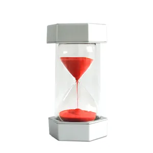Educational Toys 10 20 30 Min Sand Timer Hexagonal Silver Cover Plastic Hourglass For Back To School