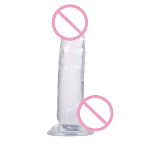 Dildo Jeli Realistis untuk Pemula Dildo G-spot Kristal, Penis Fleksibel dengan Cangkir Isap untuk Bermain Bebas Genggam Dewasa