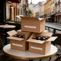 Boîte d'emballage en carton ondulé durable et imperméable avec poignée et revêtement UV pour bouteilles de vin et d'alcool, taille et couleur personnalisables